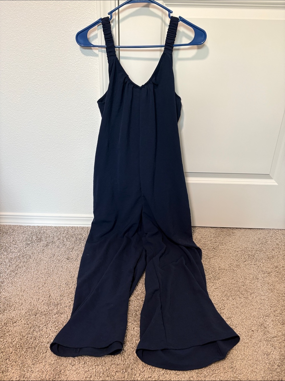 Maurices Navy Wide-Leg Jumpsuit with Gathered Straps